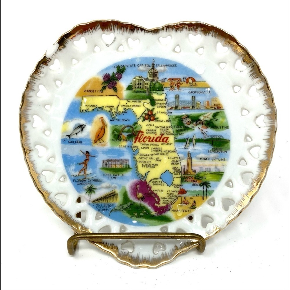 Vintage Florida Heart Shaped Souvenir 5”